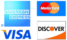 American Express, Master Card, Visa, Discover